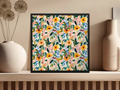 Vibrant Floral Pattern Art Print for Home Decoration