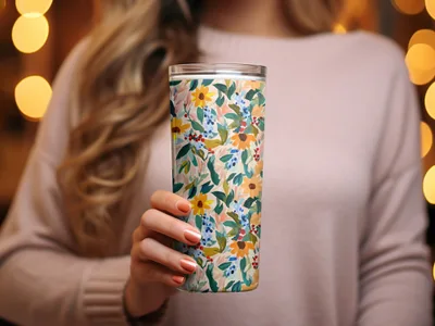 Colorful Floral Insulated Tumbler for Hot and Cold Beverages