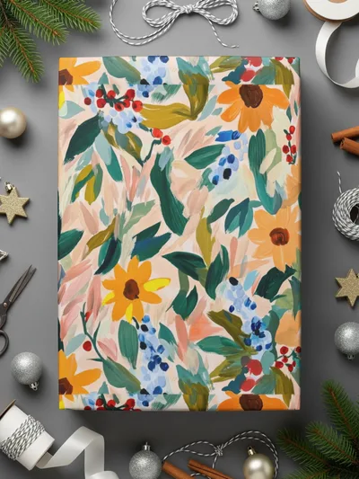 Colorful Floral Botanical Wrapping Paper for Any Occasion