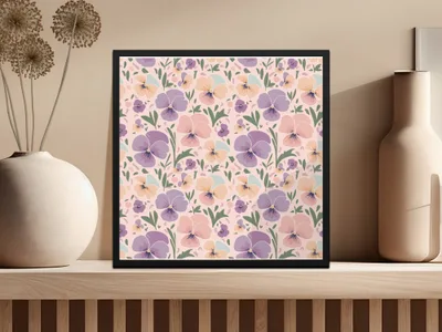 Pansy Flower T-Shirt Design, Floral Digital Pattern, Seamless Flower Print, Fabric Design, Pansy T Shirt, Digital Download, T-Shirt - Moore and Mountain