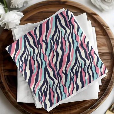 Colorful Wavy Striped Pattern on Paper Napkin Product