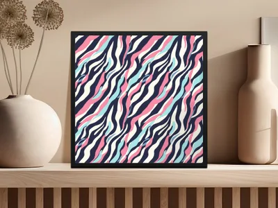 Colorful Abstract Zebra Stripes Wall Art Decor Print
