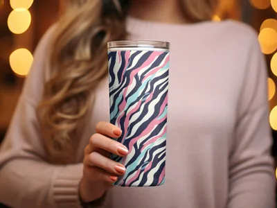 Vibrant Abstract Zebra Stripe Patterned Tumbler Product