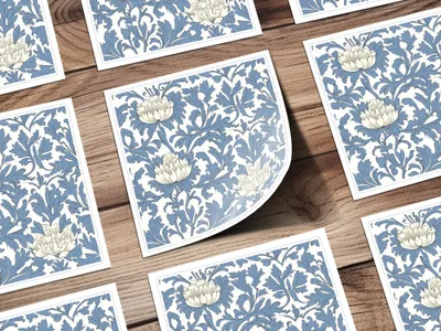 Pastel Blue William Morris Vines Background White Blue Digital - Moore and Mountain