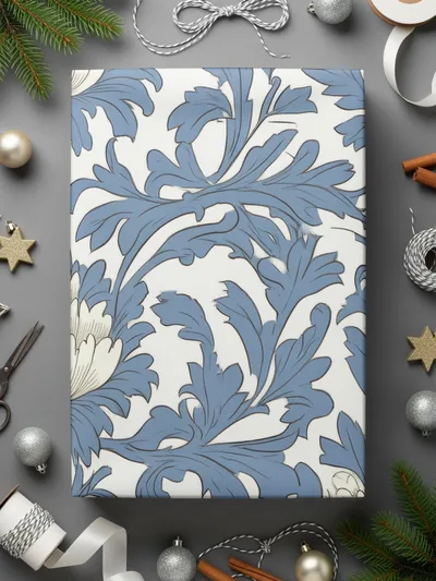 Pastel Blue William Morris Vines Background White Blue Digital - Moore and Mountain