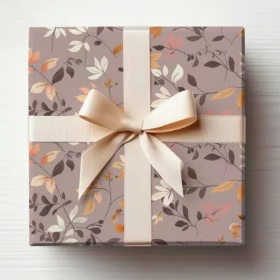 Elegant Floral Wrap with Cream Ribbon Gift Box