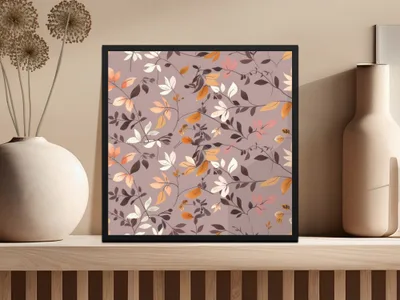 Autumn Leaves and Flowers Pattern Art Print