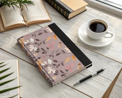 Elegant Floral Notebook with Colorful Leaves Design