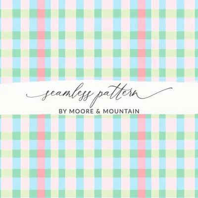 Pastel Checkered with Pink Green Blue Digital