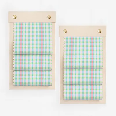 Colorful Gingham Print Fabric Swatches Display Item