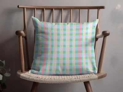 Pastel Plaid Pattern Decorative Pillow Product