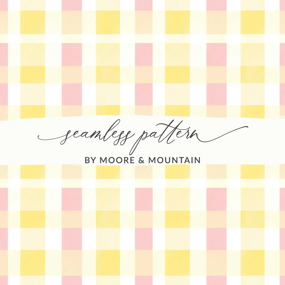 Seamless Yellow and Pink Plaid Checkered Pattern Design