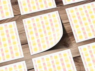 Colorful Pastel Plaid Pattern Square Paper Stickers