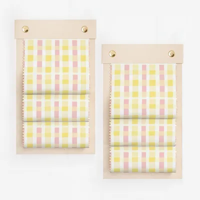 Yellow and Pink Gingham Patterned Fabric Roll product