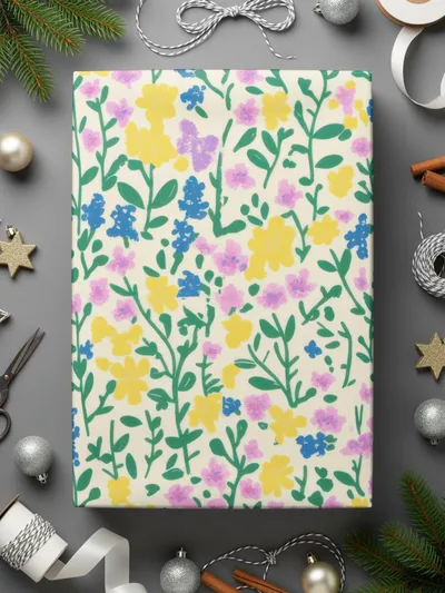 Festive Floral Pattern Gift Wrap for Special Occasions