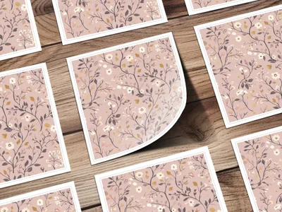Floral Branches Pattern on Pastel Background product