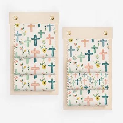Hand-painted Cross and Floral Design Fabric Product
