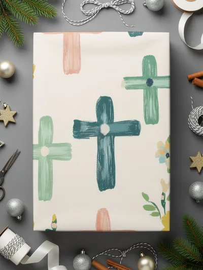 Colorful Crosses Pattern Christmas Wrapping Paper