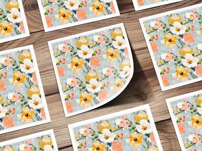 Pastel Floral Digital Paper, Abstract Flower Pattern, White Peach Yellow Flowers Background, Seamless Watercolor Texture, Spring Digital - Moore and Mountain