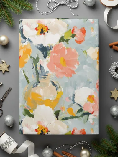 Pastel Floral Digital Paper, Abstract Flower Pattern, White Peach Yellow Flowers Background, Seamless Watercolor Texture, Spring Digital - Moore and Mountain