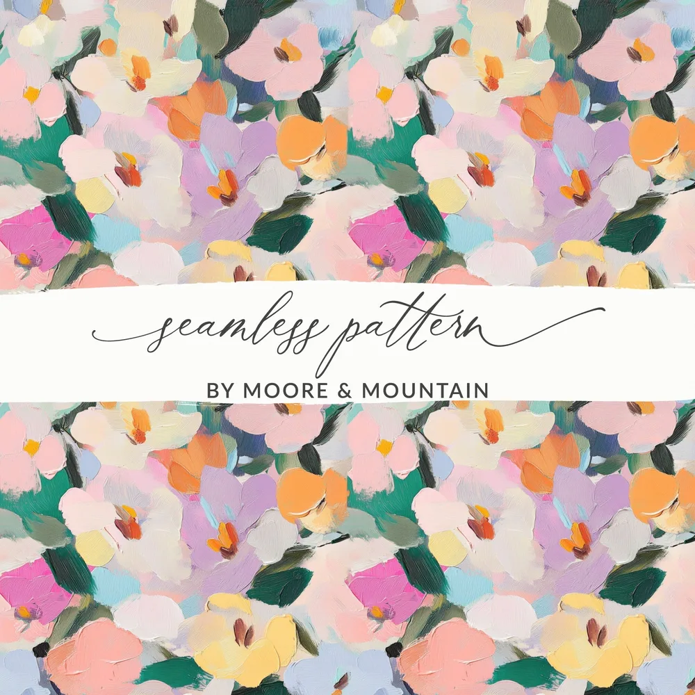 Pastel Floral Digital Paper, Abstract Spring Flowers Pattern, Pink Yellow Blue, Seamless Texture, Scrapbooking Paper, Fabric Design - Moore and Mountain