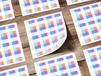 Colorful Plaid Pattern Stickers for DIY and Craft Projects