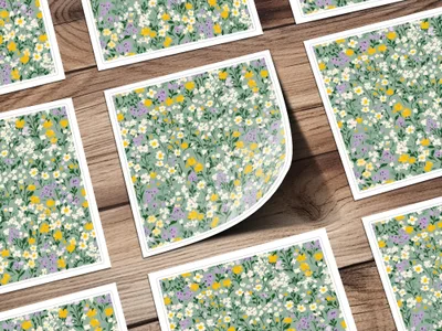 Floral Pattern Square Prints for Wall Decor