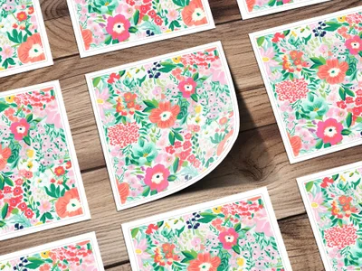 Bright Floral Patterned Wall Art Prints Collection