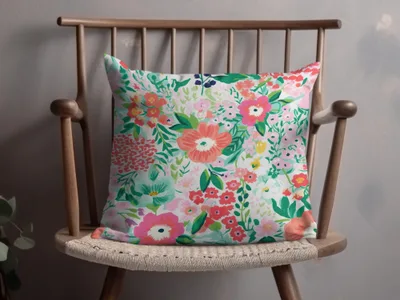 Vibrant Floral Patterned Decorative Pillow Cushion