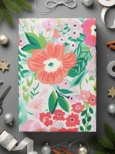 Festive Floral Wrapping Paper for Holiday Gifts