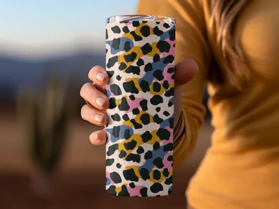 Colorful Abstract Leopard Print Insulated Tumbler Cup