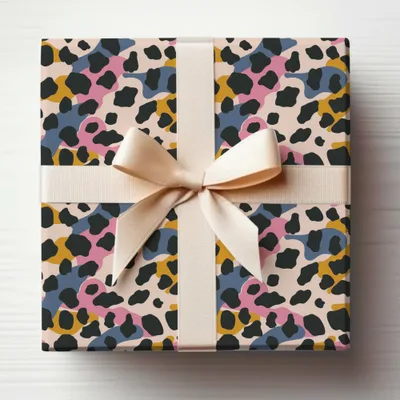 Leopard Print Wrapped Gift Box with Bow