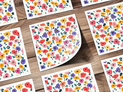 Vibrant Floral Pattern Design Colorful Art Print Product