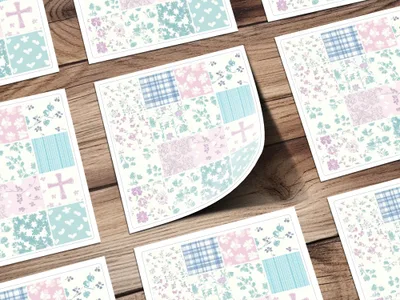 Pastel Floral Patchwork Design Art Prints Collection