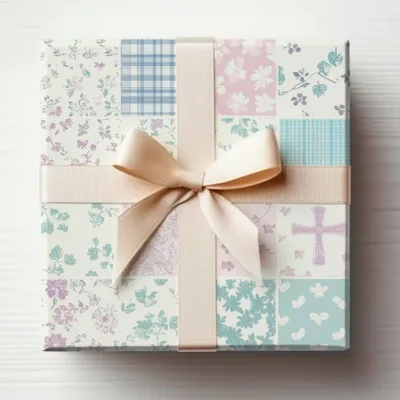 Elegant Patchwork Gift Box with Ribbon Perfect Gift Packaging