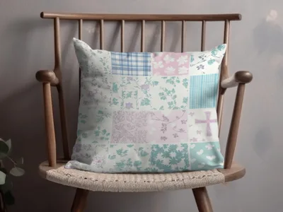 Floral Patchwork Design Throw Pillow with Pastel Colors