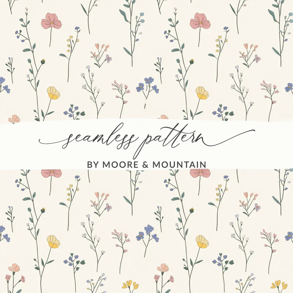 Pastel Seamless Floral Pattern with Delicate Blossoms Artwork - Moore and Mountain