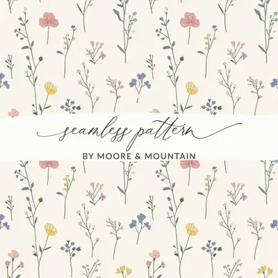 Pastel Seamless Floral Pattern with Delicate Blossoms Artwork