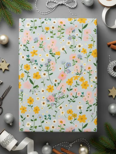 Colorful Botanical Floral Gift Wrapping Paper sheet