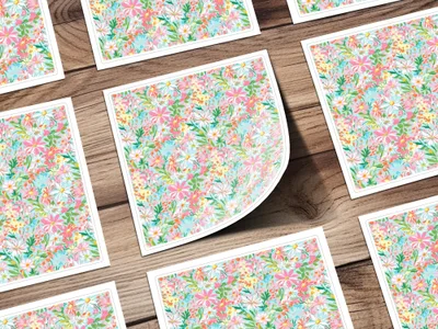 Colorful Floral Print Square Decorative Paper Sheets