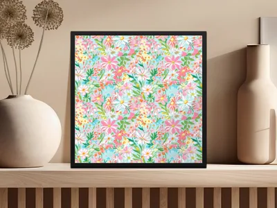 Colorful Floral Pattern Wall Art Decor Print Product