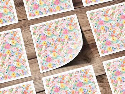 Bright Multicolored Floral Pattern Sticker Sheets