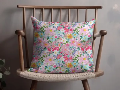 Vibrant Multicolor Floral Print Cushion for Home Decor