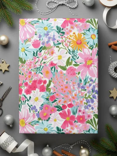 Colorful Floral Patterned Wrapping Paper for Any Occasion