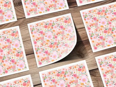 Vibrant Floral Print with Pink and Orange Blossoms art