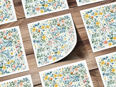 Colorful Floral Patterned Botanical Print Stickers
