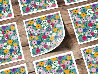 Colorful Floral Pattern Waterproof Sticker Sheets