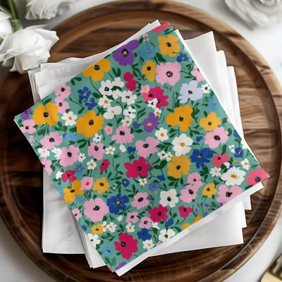 Colorful Floral Pattern Design Napkin Set Dining Decor