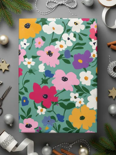Colorful Floral Pattern Wrapping Paper for Gifts