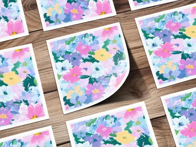 Pastel Watercolor Floral Digital Paper, Pink Purple Blue Flower Pattern, Spring Botanical Seamless - Moore and Mountain
